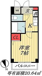 東京メトロ東西線 南行徳駅 徒歩9分の賃貸マンション 3階1Kの間取り
