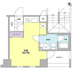 東京メトロ日比谷線 神谷町駅 徒歩3分の賃貸マンション 5階ワンルームの間取り
