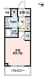 プレール・ドゥーク梅島 1Kの間取図画像