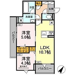 セレスティア東尾久II 2LDKの間取図画像