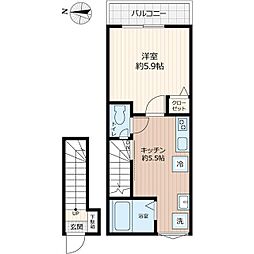 パステール・グランおゆみ野 2階1Kの間取り