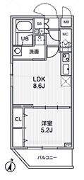 Alivis志村三丁目 1LDKの間取図画像