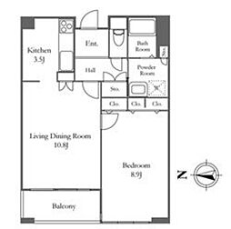 リバーシティ21イーストタワーズ2 8階1LDKの間取り