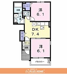 パルティール2 2DKの間取図画像
