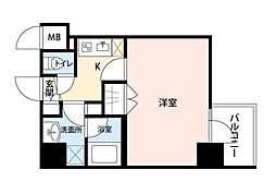 アビタ住吉 6階1Kの間取り