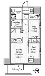 ニド三ノ輪 4階2LDKの間取り