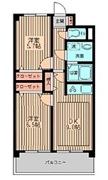 サンライフ氷川台 2階2DKの間取り