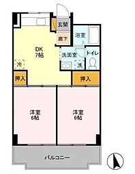 メゾンラフォーレ 3階2DKの間取り