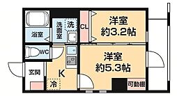 L.CASA住吉 2Kの間取図画像