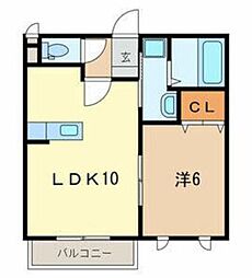 ライネス北越谷 1LDKの間取図画像