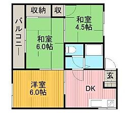 相模タウンハウスII 2階3DKの間取り