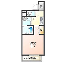 京阪本線 森小路駅 徒歩2分の賃貸アパート 3階1Kの間取り
