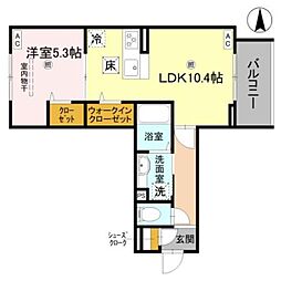 RETOLIA南住吉 1LDKの間取図画像