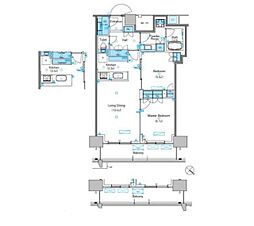 パークアクシス豊洲キャナル 19階2LDKの間取り