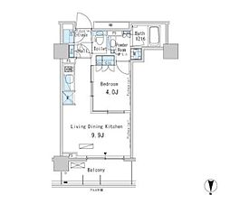 パークアクシス蒲田ステーションゲート 13階1LDKの間取り
