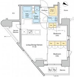 プラウドフラット渋谷笹塚 10階2LDKの間取り
