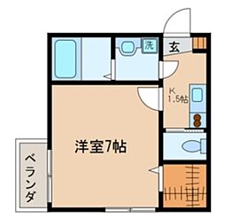 シリウス 2階1Kの間取り