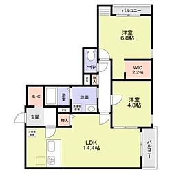 西武新宿線 野方駅 徒歩5分の賃貸アパート 1階2LDKの間取り