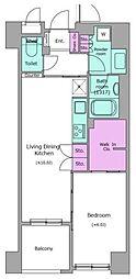 レジディア日本橋浜町 1LDKの間取図画像