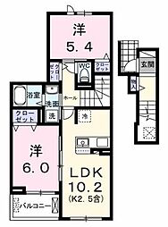 エール アン 2階2LDKの間取り