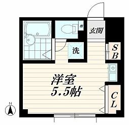 フォレスト大森 3階ワンルームの間取り