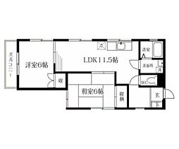 粕谷ビル 4階2LDKの間取り