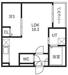 東松山市幸町アパート 1LDKの間取図画像