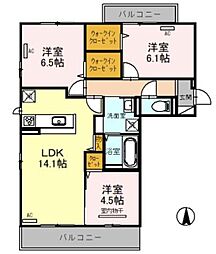 メルベイユさやか 3階3LDKの間取り