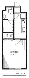 第5ベルビュー 2階1Kの間取り