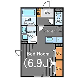 SKY TERRACE NISHIAZABU 1階1Kの間取り