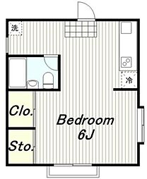京王線 聖蹟桜ヶ丘駅 バス10分 愛宕東下車 徒歩6分の賃貸アパート 1階1Kの間取り