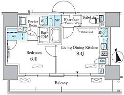 パークアクシス東陽町・親水公園 12階1LDKの間取り