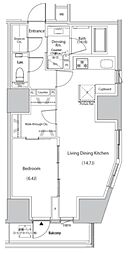 ザ・パークハビオ市ヶ谷イースト 9階1LDKの間取り