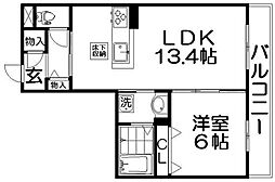 エストラフィーネ香里園 1LDKの間取図画像