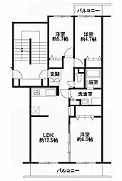 エスポワール松風台II番館 3階3LDKの間取り
