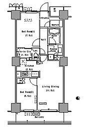 パークアクシス豊洲 2LDKの間取図画像