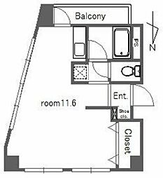 アークレジデンス南田中 ワンルームの間取図画像