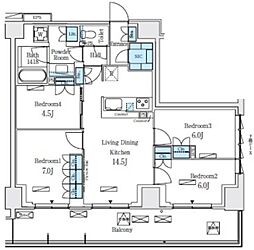 ロイヤルパークス赤羽ノース 4階4LDKの間取り