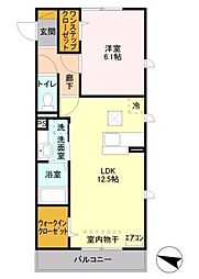 サードサン大宮 1階1LDKの間取り