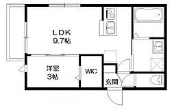 メゾン レトワール 2階1LDKの間取り