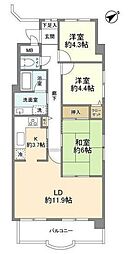 アーテイザン西船橋 5階3LDKの間取り