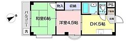 セントラルコーポ鶴ヶ島 2DKの間取図画像