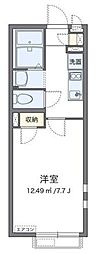 クレイノグレイス松江 2階1Kの間取り