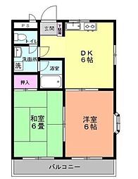 ヴィラカインドネス 2DKの間取図画像