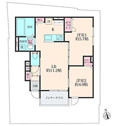 フローラアサヒ 2LDKの間取図画像