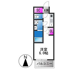 エスリード大阪イーストエッジ 1Kの間取図画像