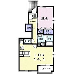 サンパティーク　アビテ　I 1階1LDKの間取り