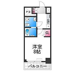 ラシーヌ宿院 5階1Kの間取り