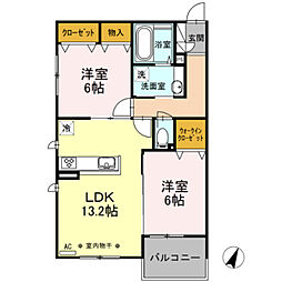 相武ガーデンコート 1階2LDKの間取り