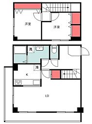 シティーハイム21 4階2LDKの間取り